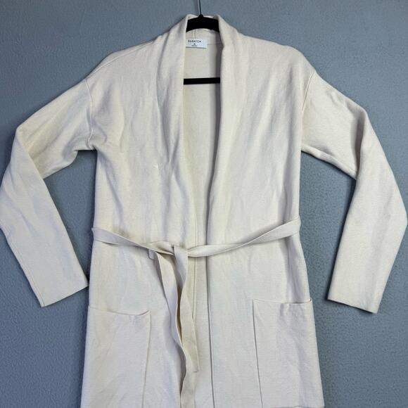 Aritzia Babaton Women's Ty Cream Long Open-Front Tie Cardigan Pockets - XS - Picture 3 of 9